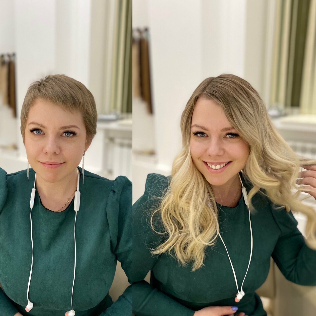 Фотография до и после преображения из галереи Staff Hair